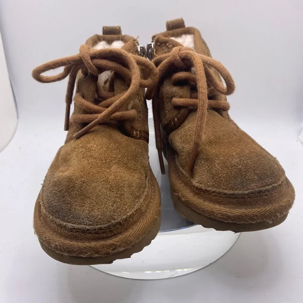 UGG Kids Neumel II Boots Toddler 7 Brown Chesnut Suede Lace Up Zipper